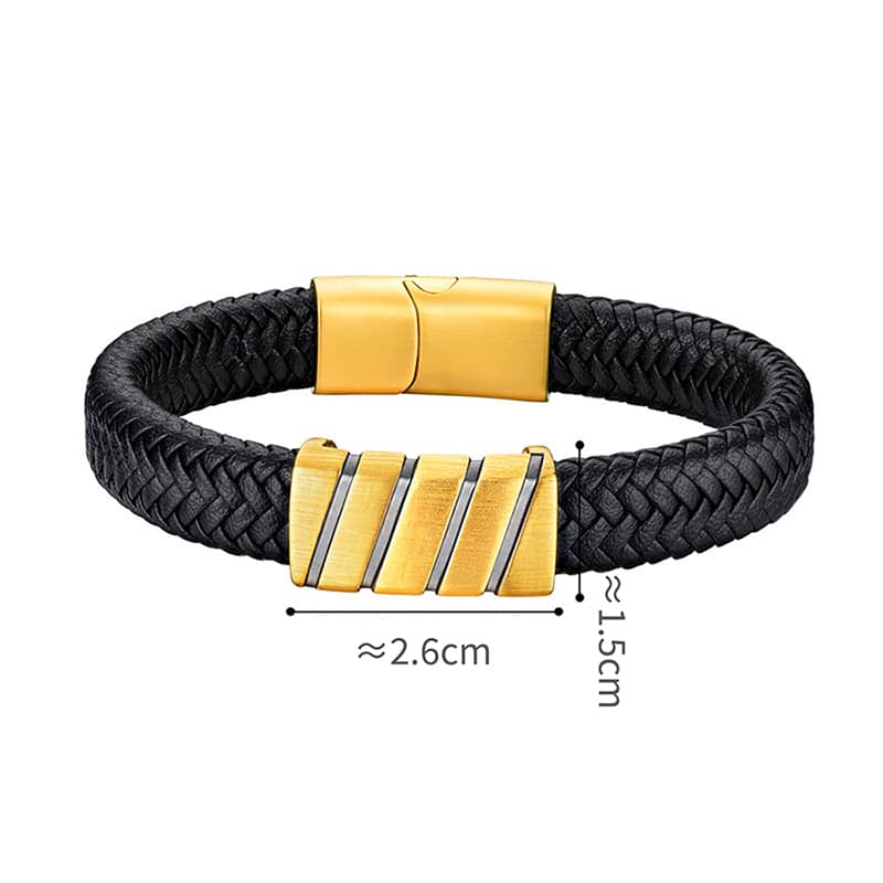 六福珠寶黃金串飾 - [LISTING CLOSED]"黑‧潮–酷黑線條"990黃金串飾(男裝)連皮質手帶(5D電黑硬金工藝)