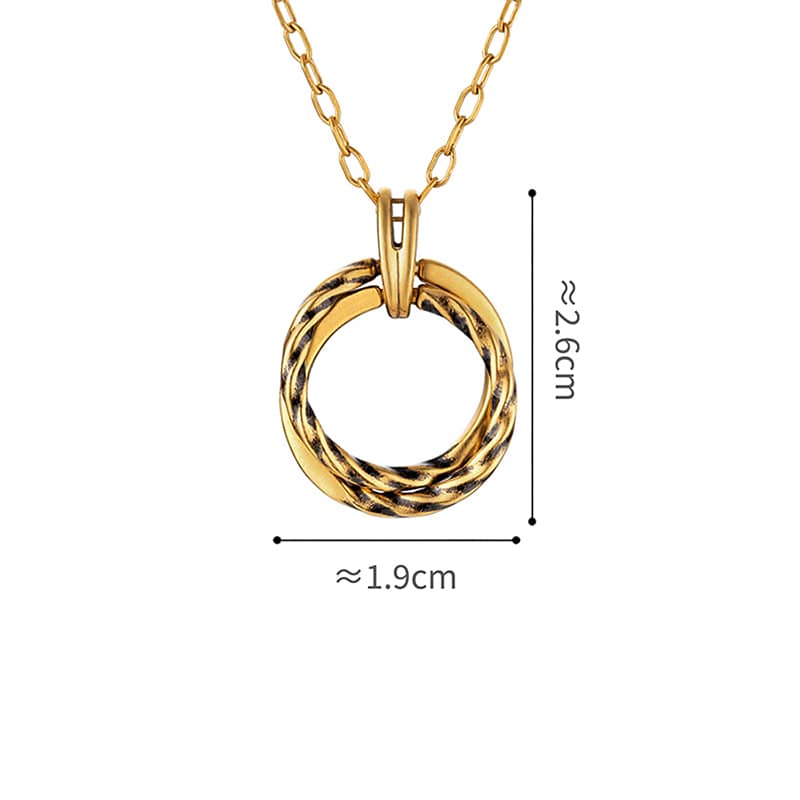 六福珠寶黃金吊墜 - 【LISTING CLOSED】"黑‧潮"環形990黃金吊墜(5D電黑硬金工藝)