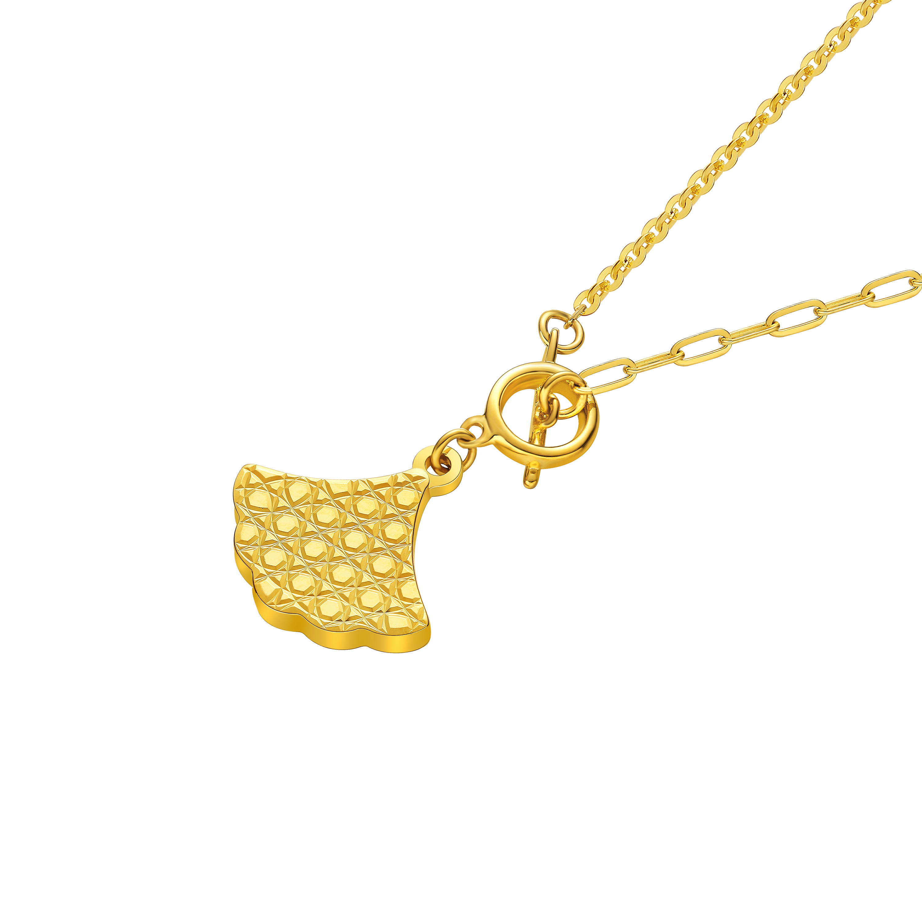 六福珠寶黃金頸鏈 - "幸福感應"扇形990黃金頸鏈