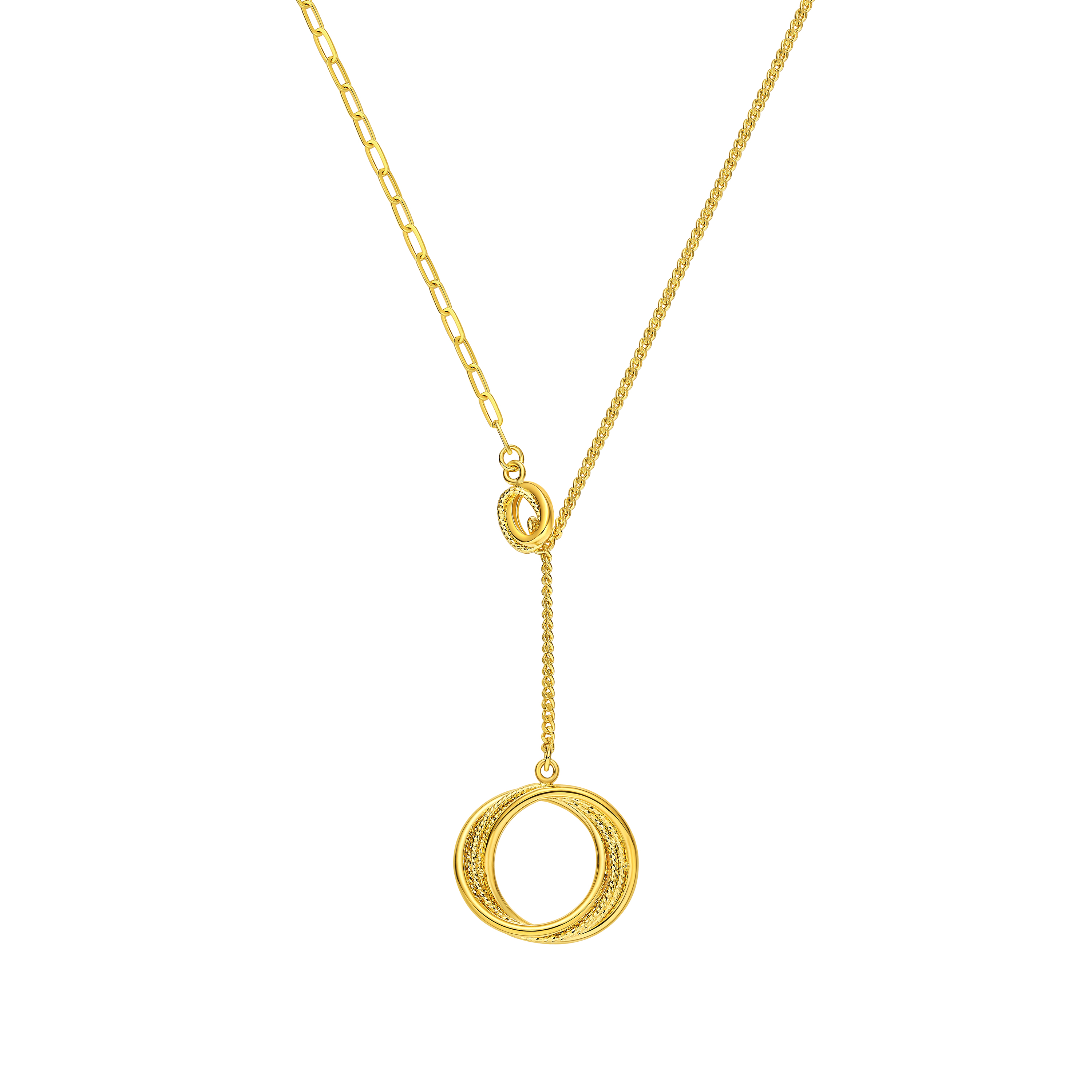六福珠寶黃金頸鏈 - "360°閃耀"圓環黃金頸鏈