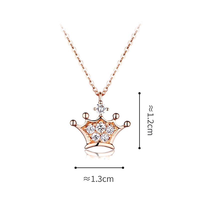 六福珠寶18K金頸鏈 - "太愛妮"18K玫瑰金皇冠形鑽石頸鏈