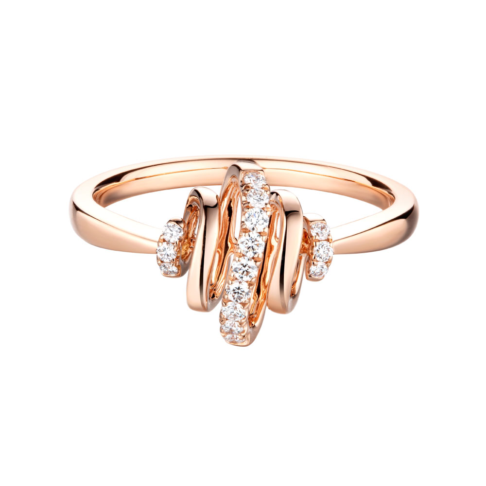 六福珠寶18K金戒指 - "旋鑽"18K玫瑰金鑽石戒指(女裝)