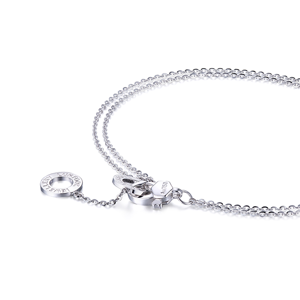 六福珠寶18K金手鏈 - "指耀芳華"18K金(白色)鑽石手鏈(放閃車花工藝)