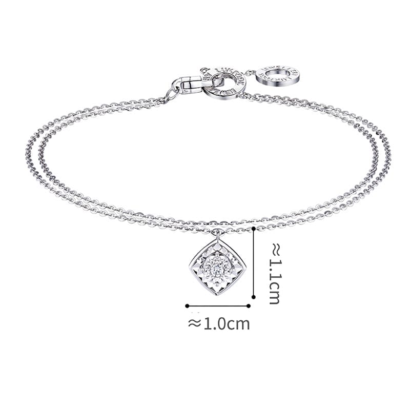 六福珠寶18K金手鏈 - "指耀芳華"18K金(白色)鑽石手鏈(放閃車花工藝)