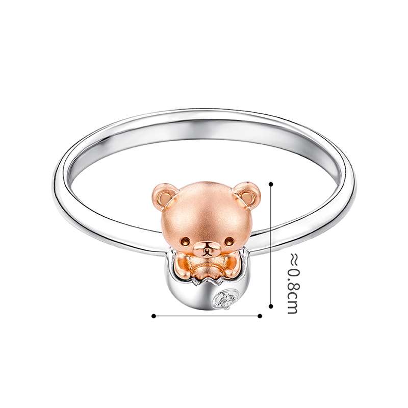 六福珠宝18K金戒指 - 【LISTING CLOSED】"诞生的小熊"18K金(分色)钻石戒指