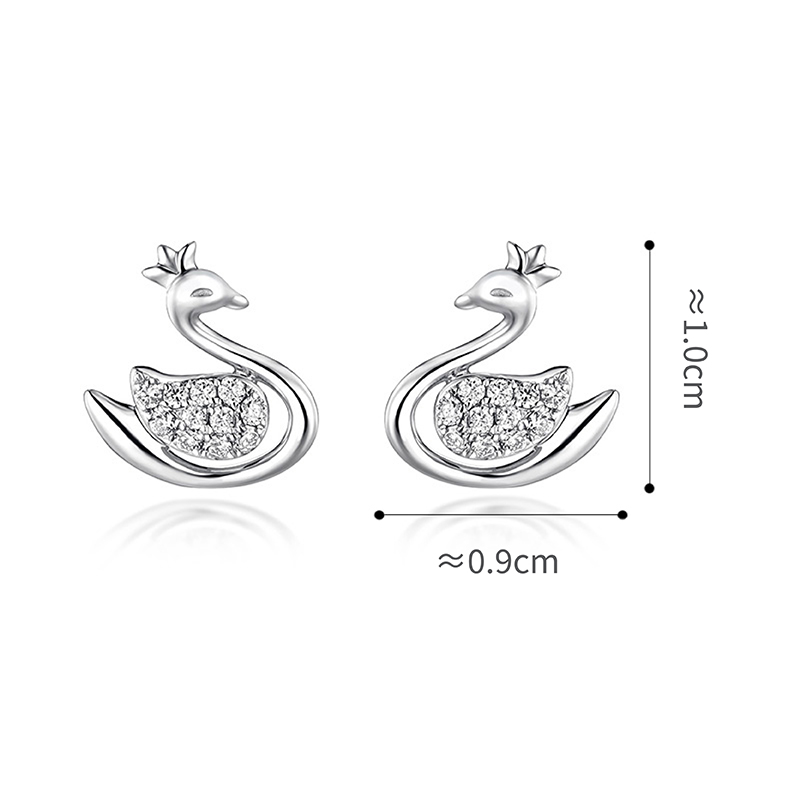 六福珠寶18K金耳環 - 【LISTING CLOSED】"天鵝小公主"18K金(白色)鑽石耳環