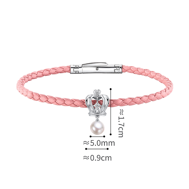 六福珠寶18K金串飾 - "「珍」愛之冠"皇冠形18K金珍珠鑽石串飾-多色選擇