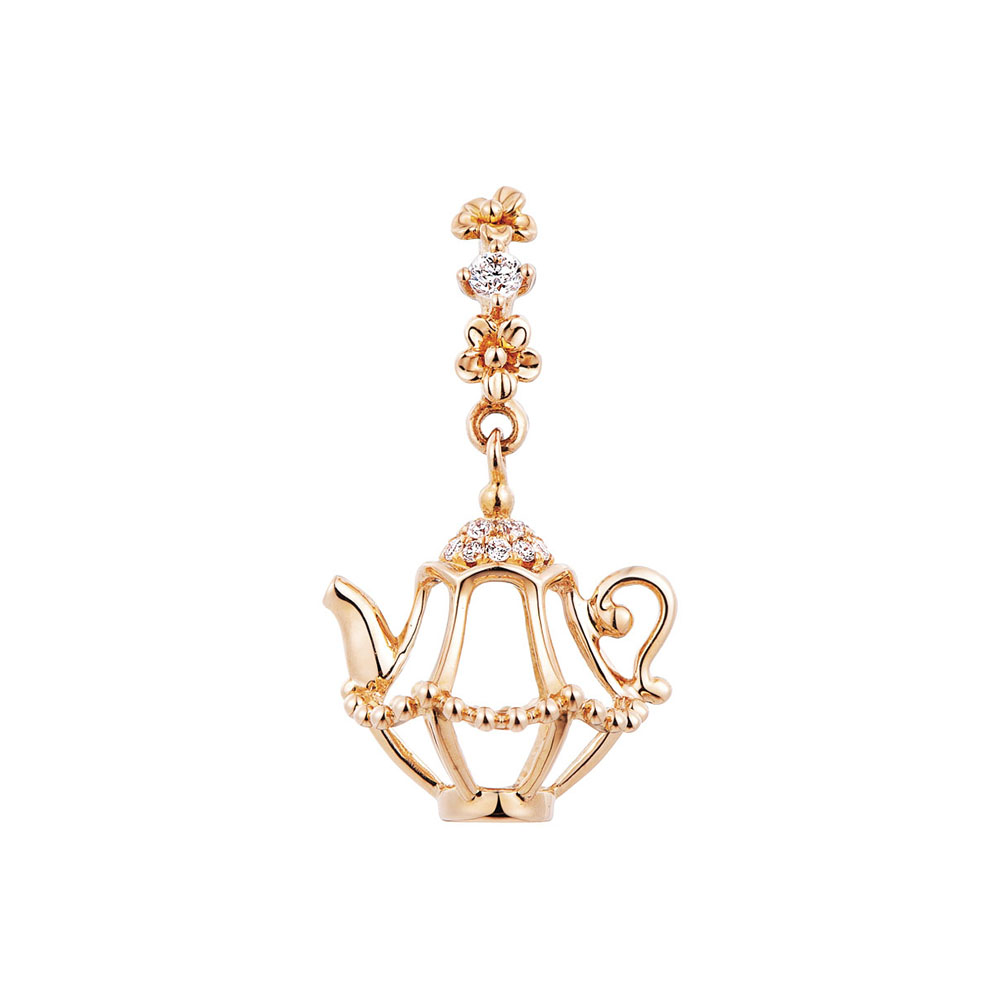 六福珠寶18K金串飾 - "伯爵茶壺"18K玫瑰金鑽石串飾