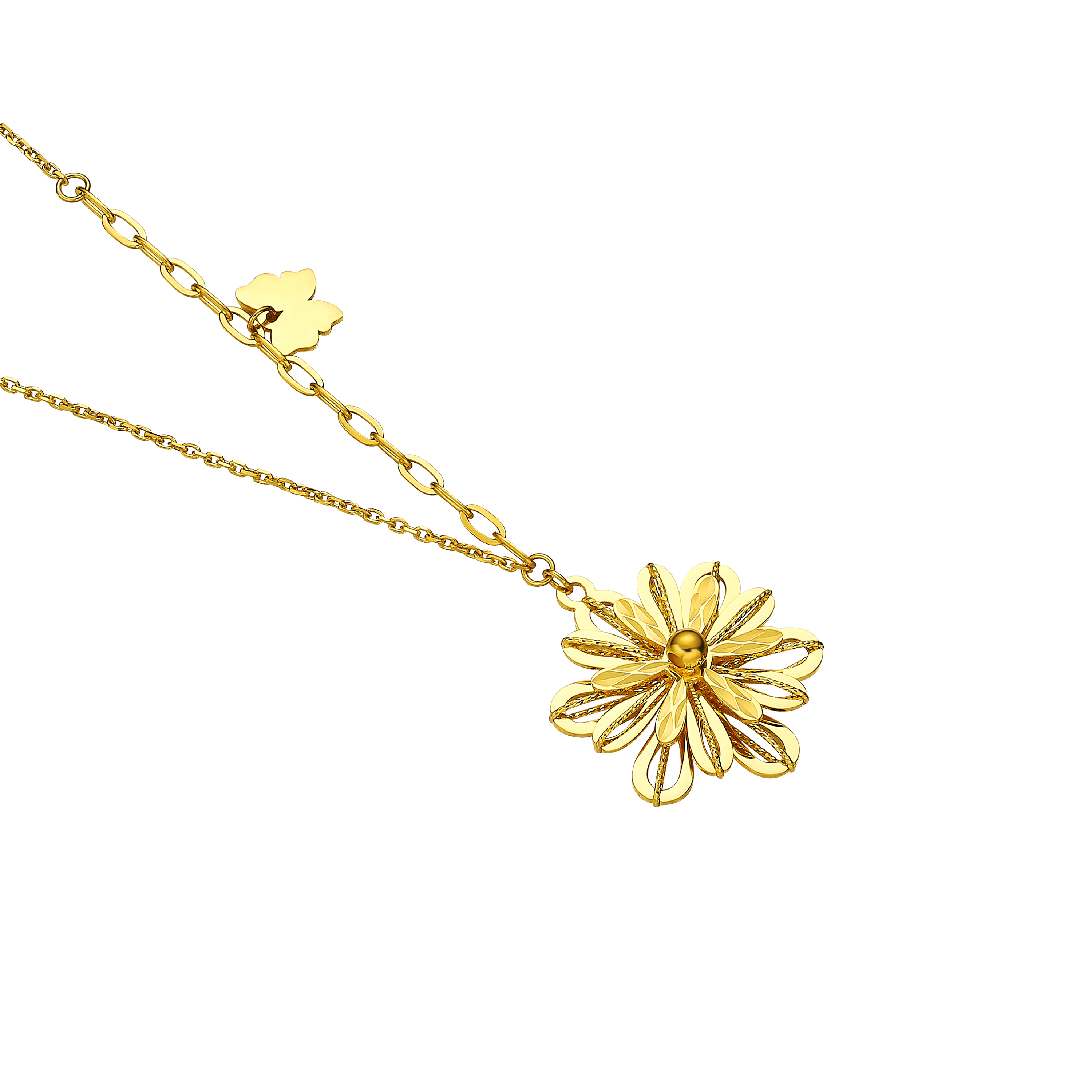 六福珠寶黃金頸鏈 - 【LISTING CLOSED】"戀花"990黃金頸鏈