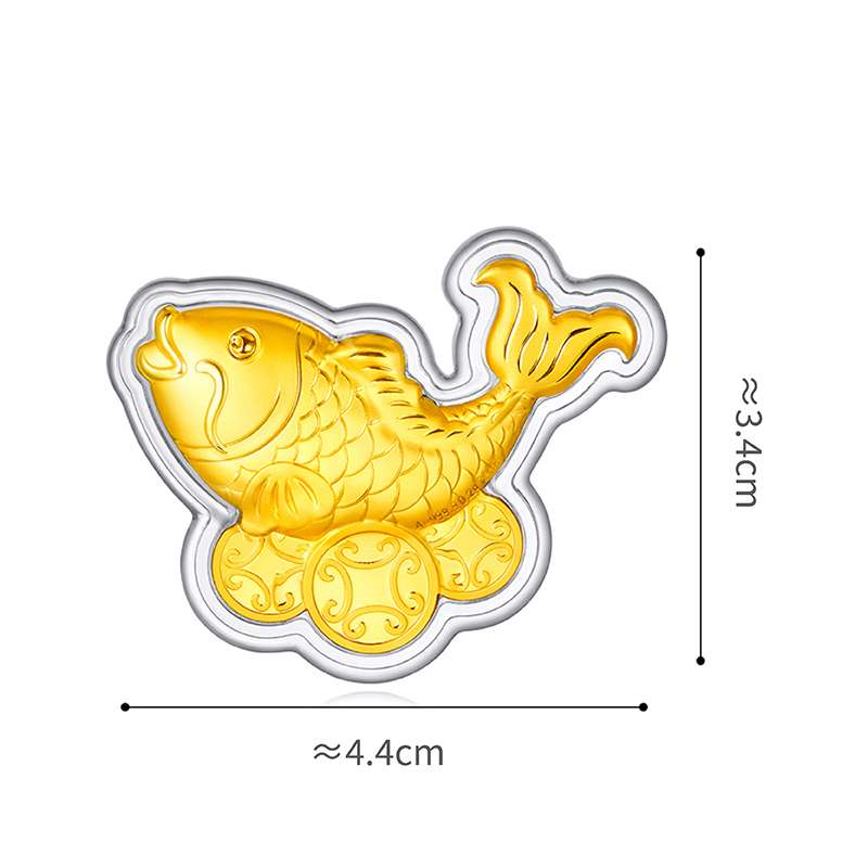 六福珠寶黃金工藝品 - "鯉魚吉祥"999.9黃金工藝品