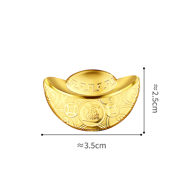 六福珠寶工藝品 - "招財進寶元寶"999.9黃金工藝品