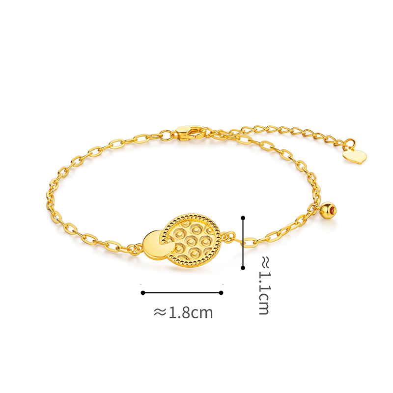 六福珠寶黃金手鏈 - "喜樂圓滿"圓形990黃金手鏈