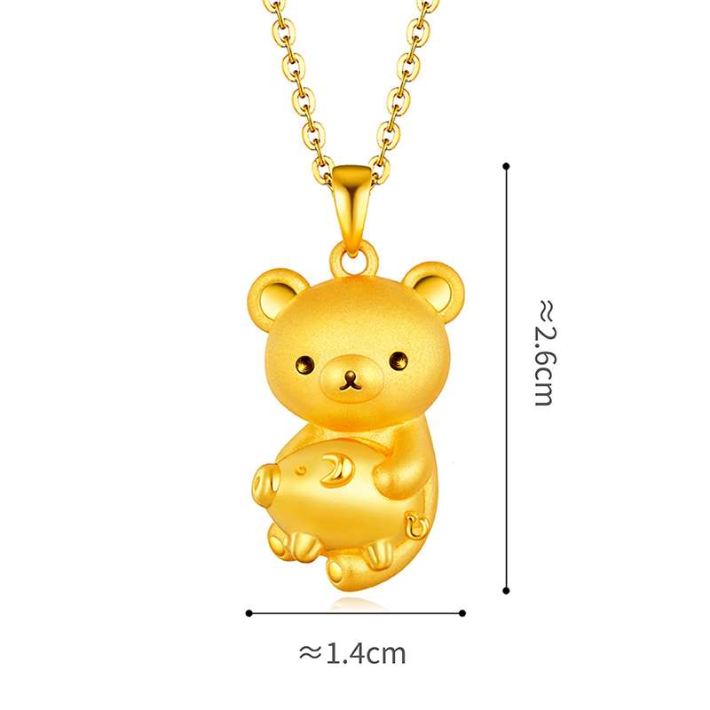 六福珠寶黃金吊墜 - 【LISTING CLOSED】"輕鬆小熊™與小豬"999足金吊墜