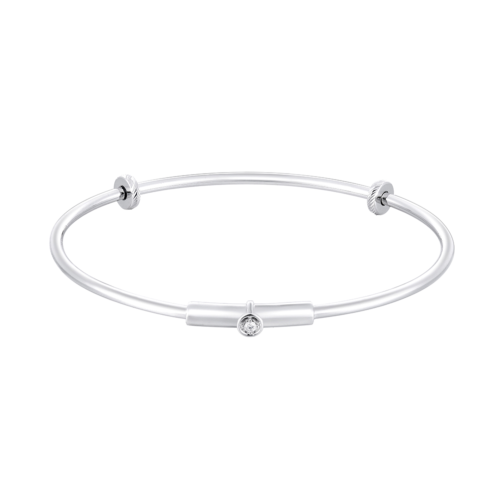 六福珠寶18K金手鐲 - "Dear Q"彈弓金設計18K金(白色)鑽石手鐲