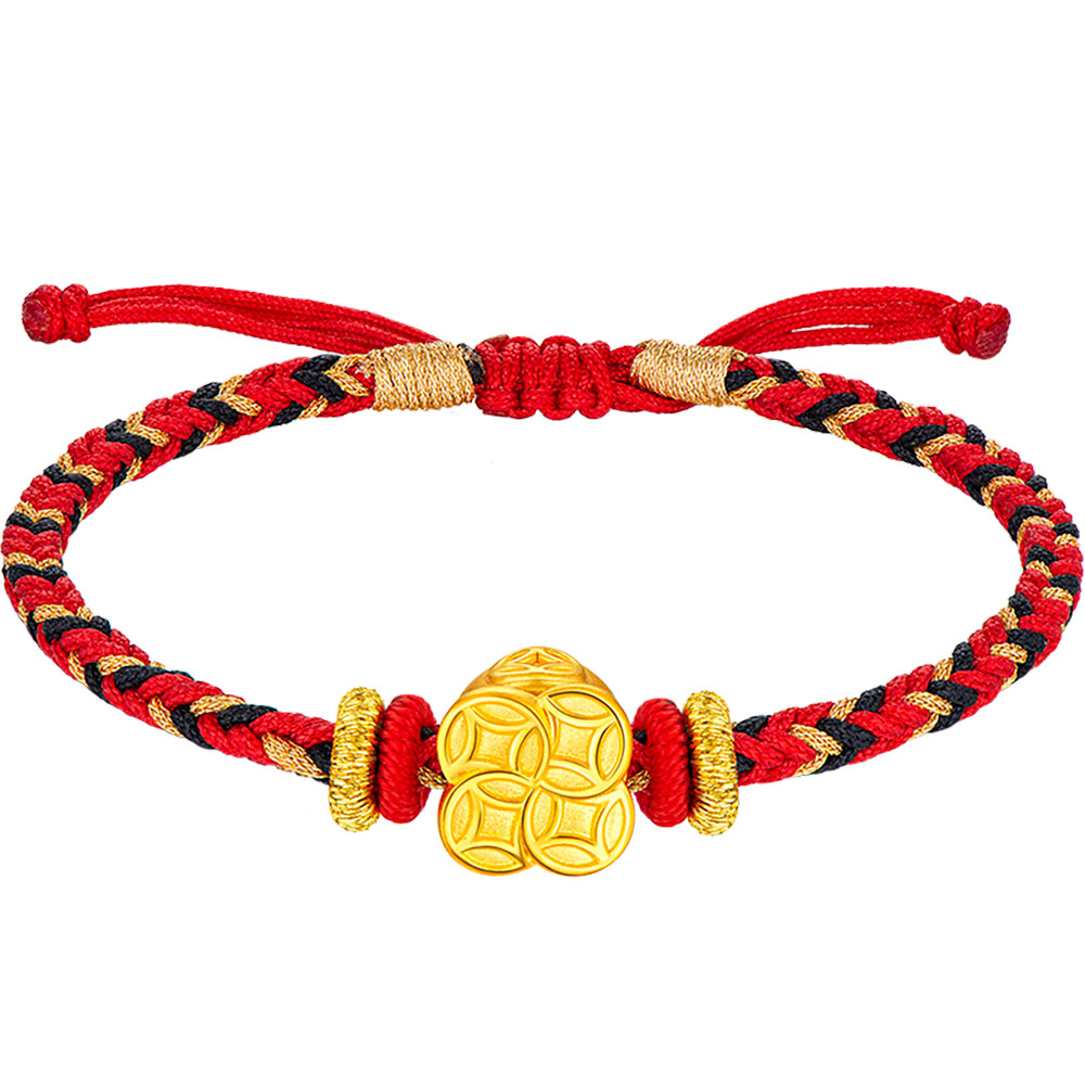 六福珠寶黃金串飾 - 【LISTING CLOSED】"財圓滾滾"好運999足金串飾連手繩(女裝)