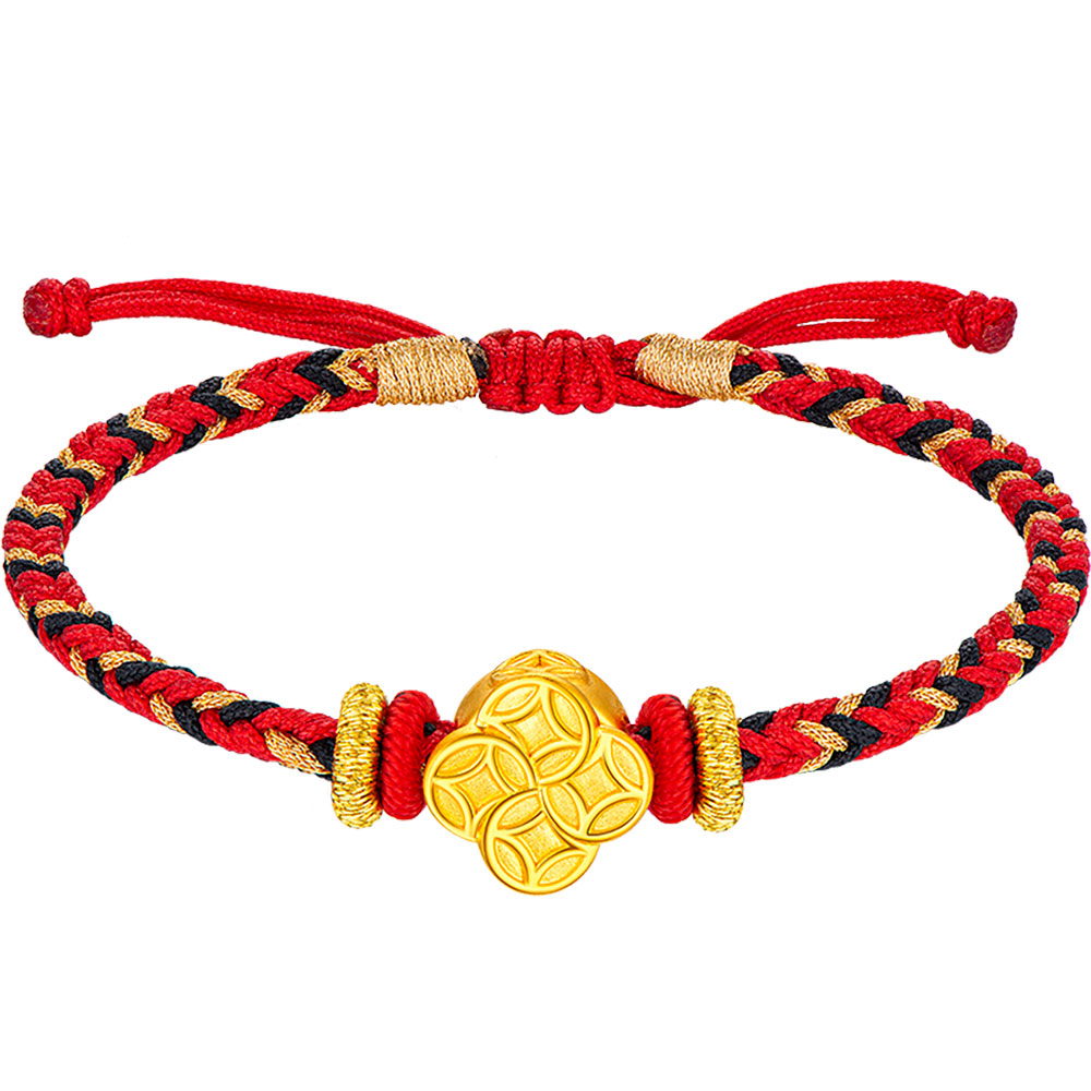 六福珠寶黃金串飾 - 【LISTING CLOSED】"財圓滾滾"好運999足金串飾連手繩(女裝)