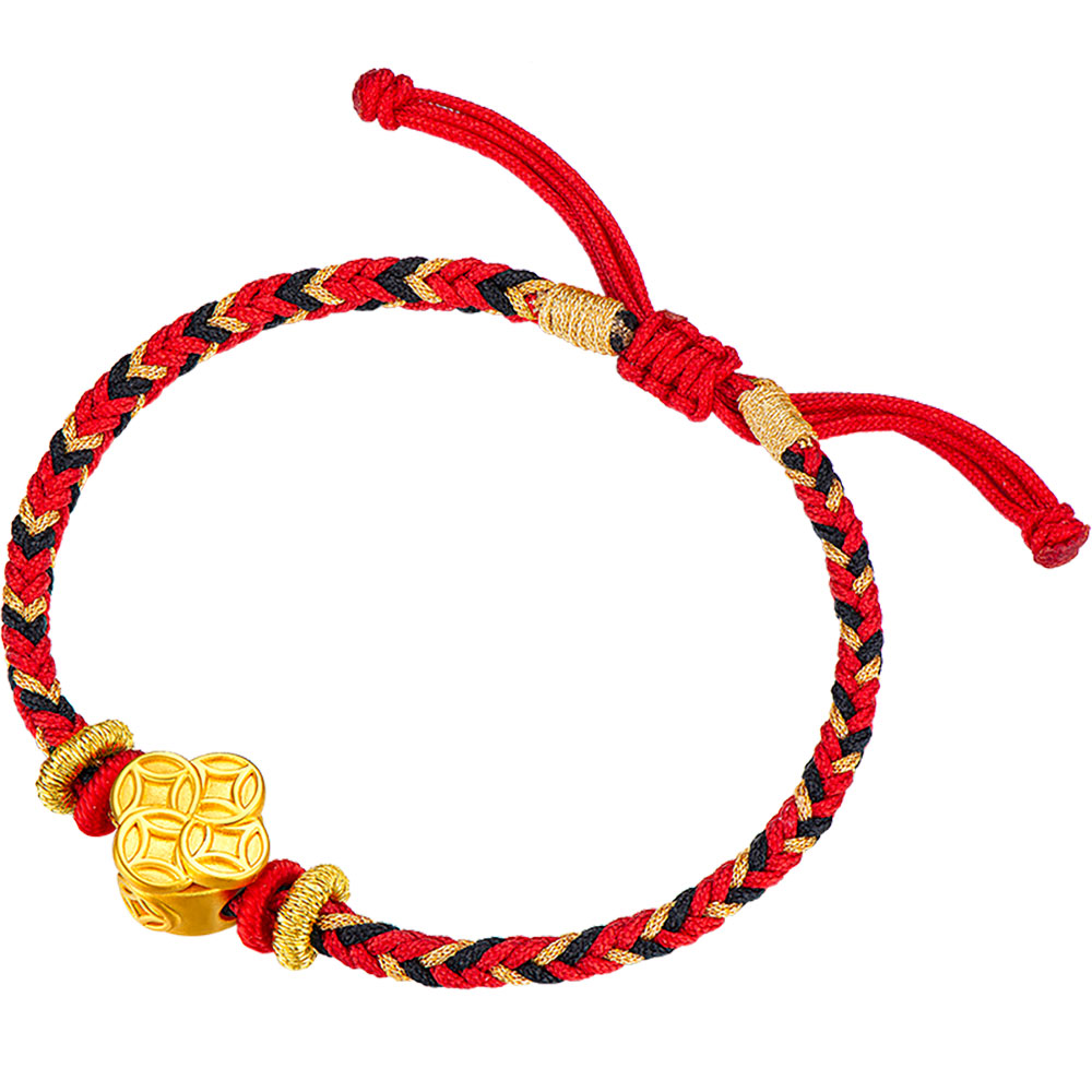 六福珠寶黃金串飾 - 【LISTING CLOSED】"財圓滾滾"好運999足金串飾連手繩(女裝)