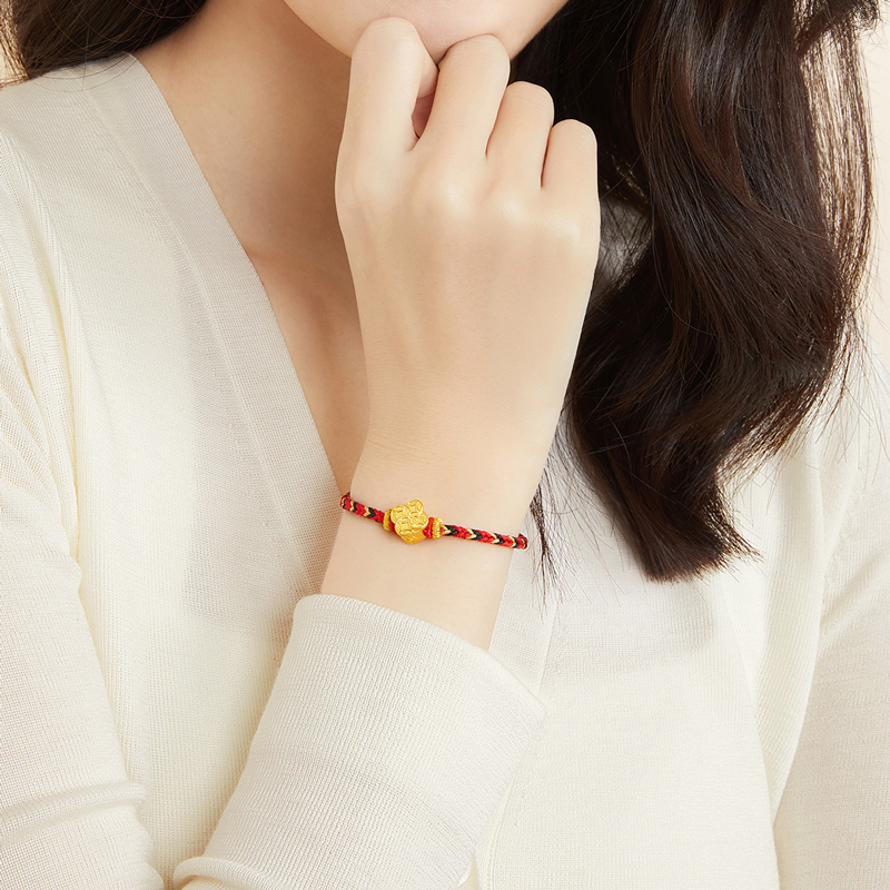 六福珠寶黃金串飾 - 【LISTING CLOSED】"財圓滾滾"好運999足金串飾連手繩(女裝)