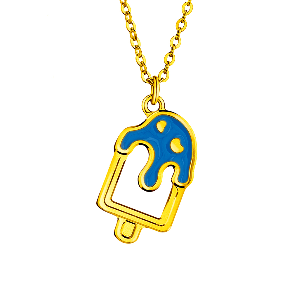 六福珠寶黃金頸鏈 - "可口雪條"999.9黃金琺瑯頸鏈