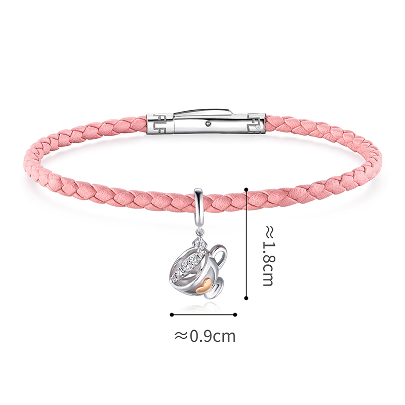 六福珠寶18K金串飾 - "甜蜜咖啡杯"18K金(分色)鑽石串飾