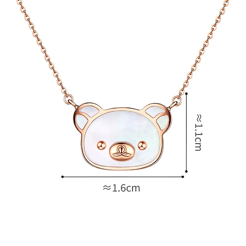 六福珠寶18K金頸鏈 - 【LISTING CLOSED】"小熊頭像"18K玫瑰金貝母頸鏈