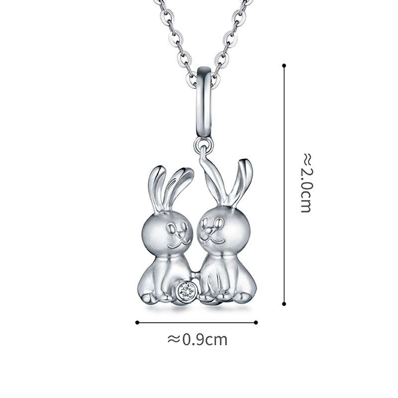 六福珠寶18K金串飾 - 【LISTING CLOSED】"兔寶寶"18K金(白色)鑽石串飾