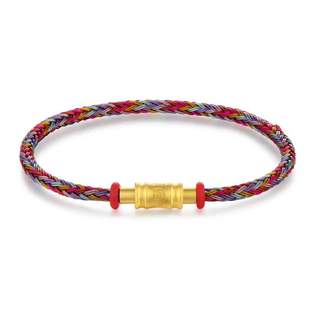 六福珠寶手繩 - 時尚金扣鋼手繩(彩色)