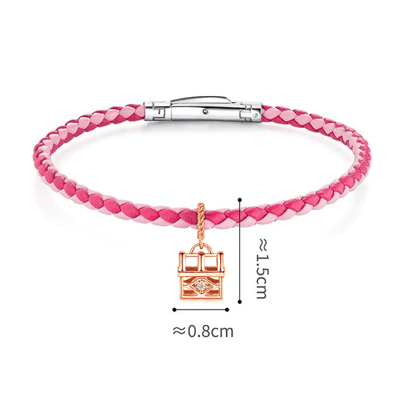 六福珠寶18K金串飾 - "愛的寶箱"18K玫瑰金鑽石串飾