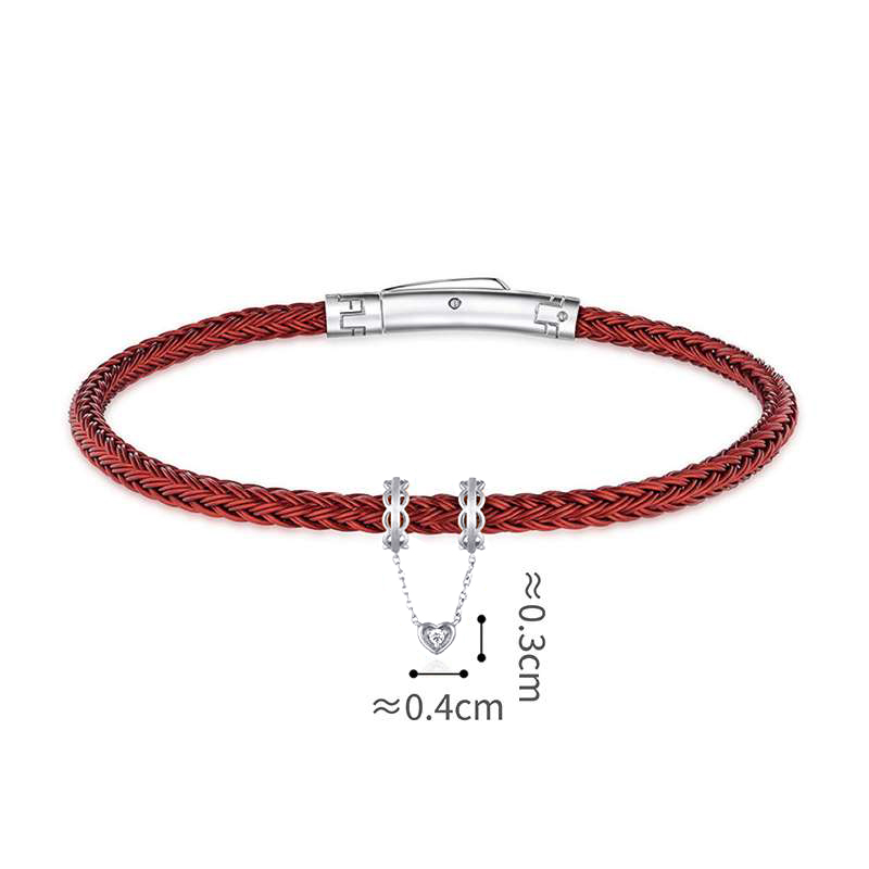 六福珠寶18K金串飾 - "雙環連心"18K金(白色)鑽石串飾