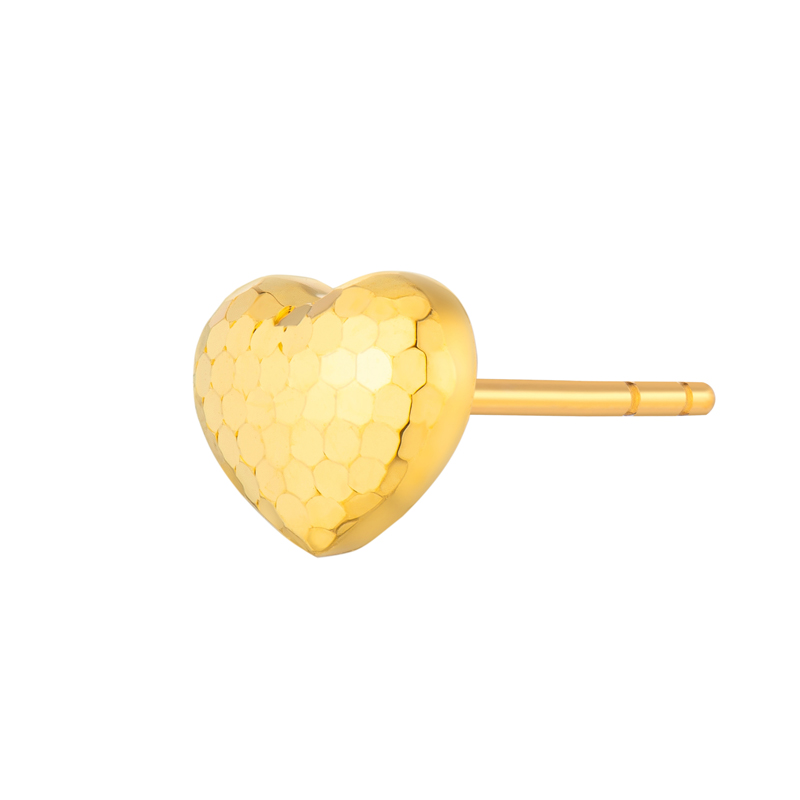 六福珠寶黃金耳環 - "閃愛悅動"心形990黃金耳環