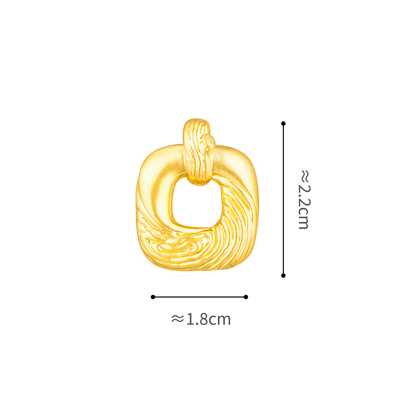 六福珠寶黃金吊墜 - "時光印記"999足金方環吊墜