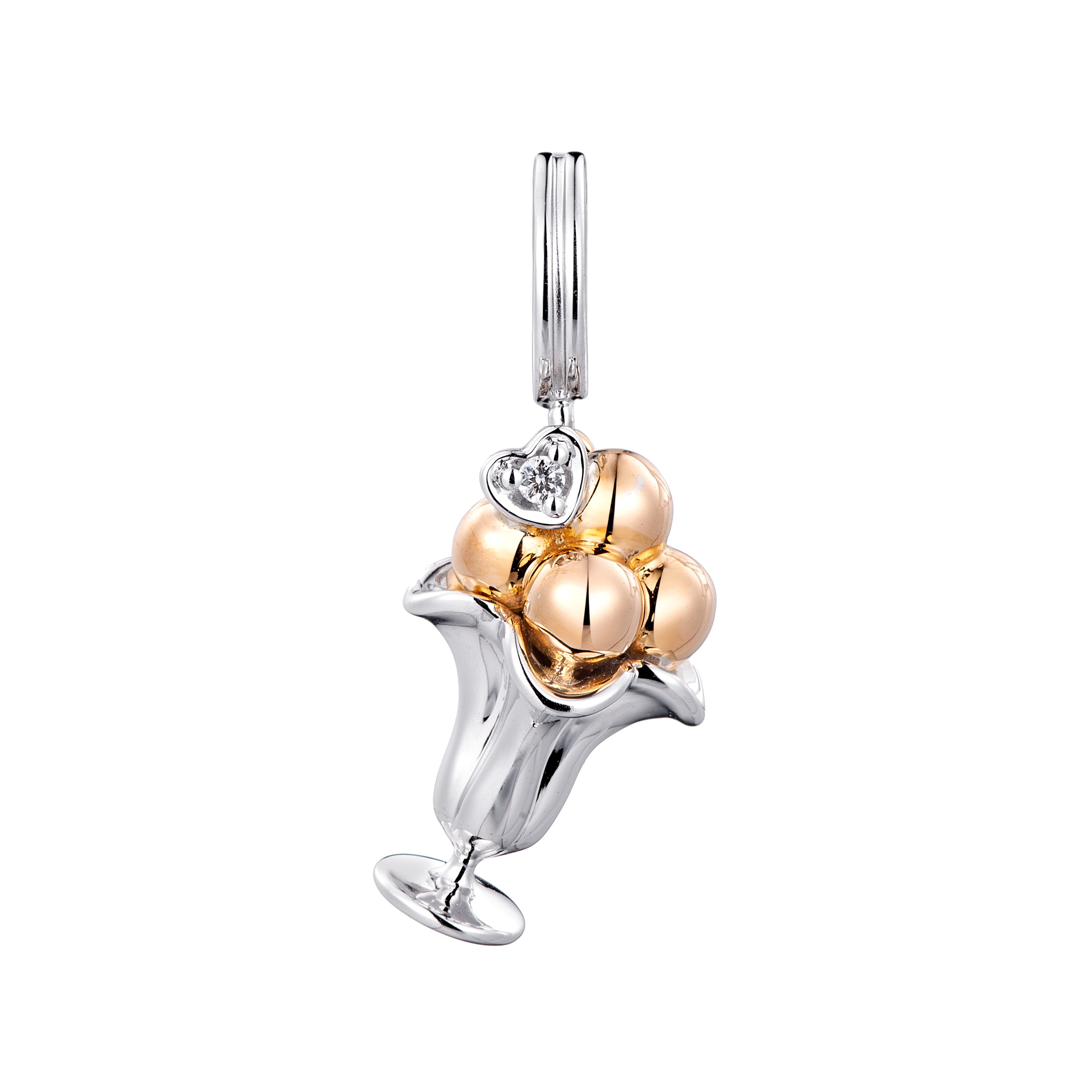 六福珠寶18K金串飾 - "百香奶油杯"18K金(分色)鑽石串飾