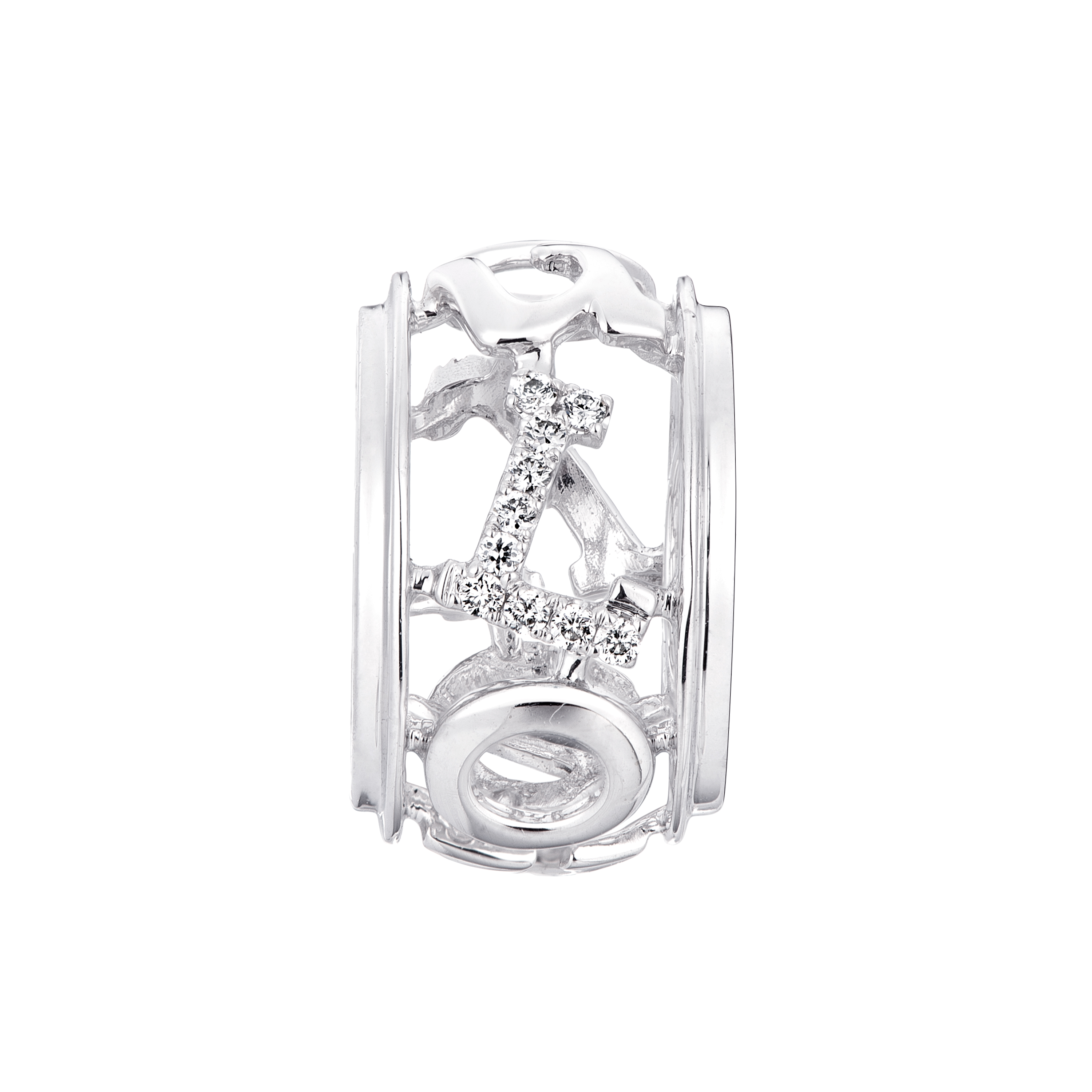 六福珠宝18K金串饰 - 【LISTING CLOSED】"闺蜜心语–Love You"18K金(白色)钻石串饰