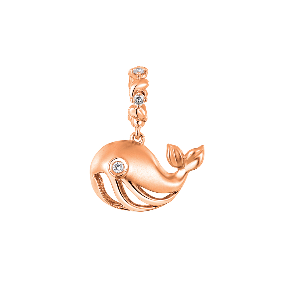 六福珠寶18K金串飾 - "小鯨魚"18K金鑽石串飾–多色選擇