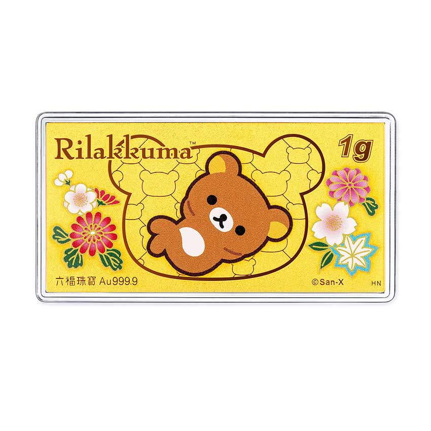 六福珠寶黃金工藝品 - "花開富貴"999.9黃金金利是