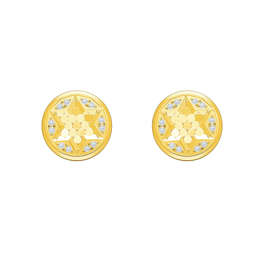 六福珠寶黃金耳環 - "星之守護"黃金鑽石耳環