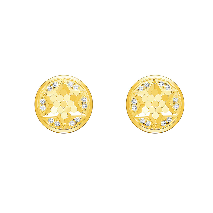 六福珠寶黃金耳環 - "星之守護"990黃金鑽石耳環