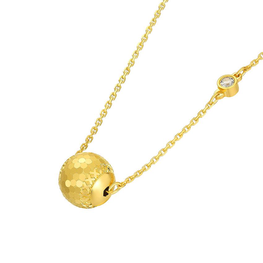 六福珠寶黃金頸鏈 - "閃動星球"黃金鑽石頸鏈