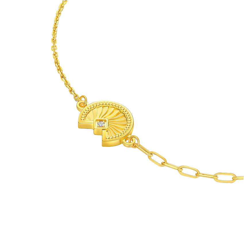 六福珠寶黃金手鏈 - "逐夢星月"990黃金鑽石手鏈