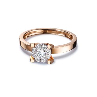 六福珠寶18K金戒指 - “Hexicon”18K金(分色)鑽石戒指(圍鑲工藝)