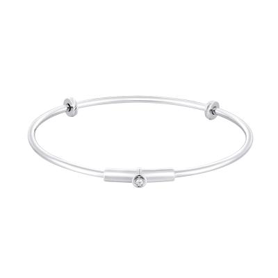 六福珠寶18K金手鐲 - "Dear Q"彈弓金設計18K金(白色)鑽石手鐲