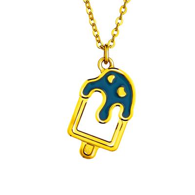 六福珠寶黃金頸鏈 - "可口雪條"999.9黃金琺瑯頸鏈