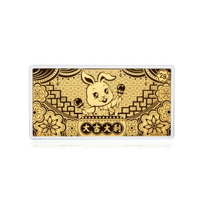 六福珠寶黃金工藝品 - "花開富貴 大吉大利"999.9黃金利是