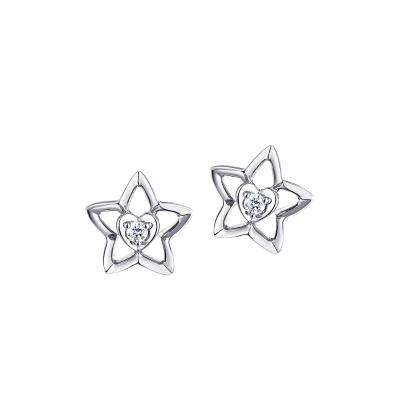 六福珠寶18K金耳環 - "小繁星"18K金鑽石耳環–多色選擇