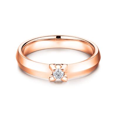 六福珠寶18K金戒指 - “Hexicon”18K玫瑰金細款劍脊戒臂鑽石戒指