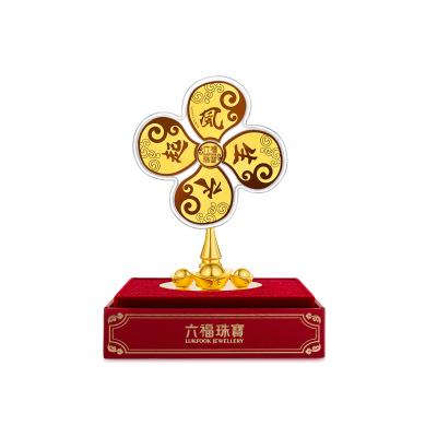 六福珠寶黃金工藝品 - "風生水起"手動式999.9黃金風車工藝品