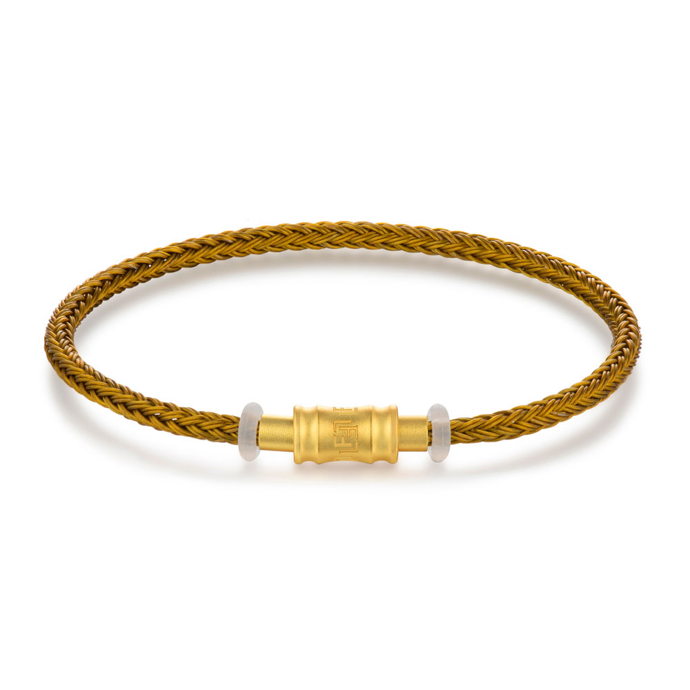 六福珠寶手繩 - 時尚金扣鋼手繩(金色)