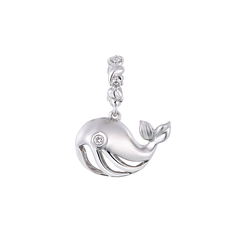 六福珠寶18K金串飾 - "小鯨魚"18K金鑽石串飾–多色選擇