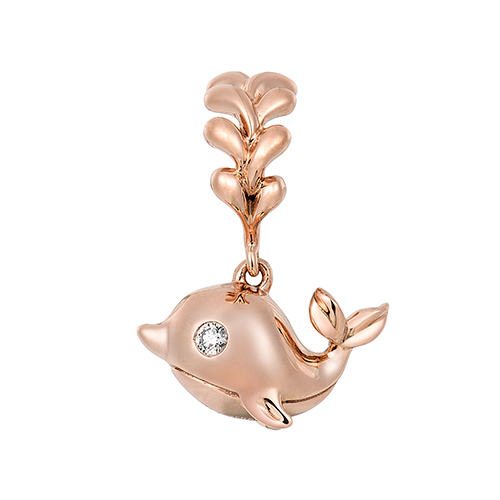 六福珠寶18K金串飾 - "噴水海豚"18K金鑽石串飾 – 多色選擇