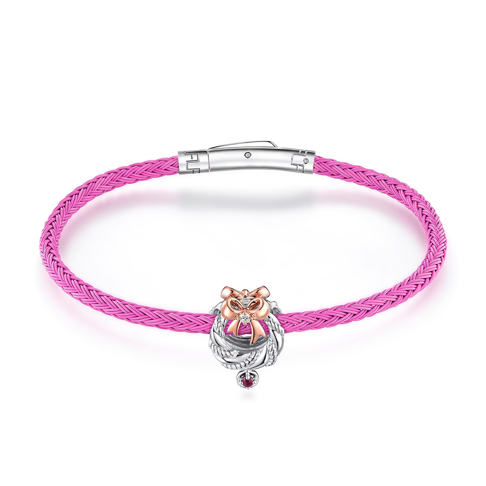 六福珠宝18K金串饰 - "圣诞花环"18K金(分色)红宝石钻石串饰